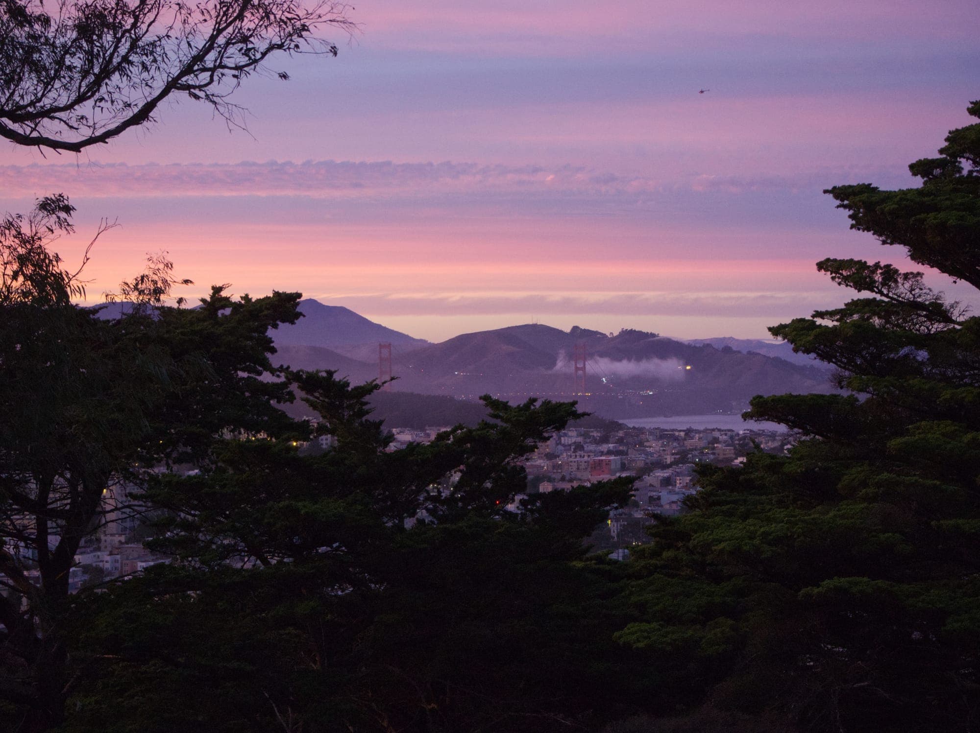 Sunset over the Golden Gate Bridge from Buena Vista Park