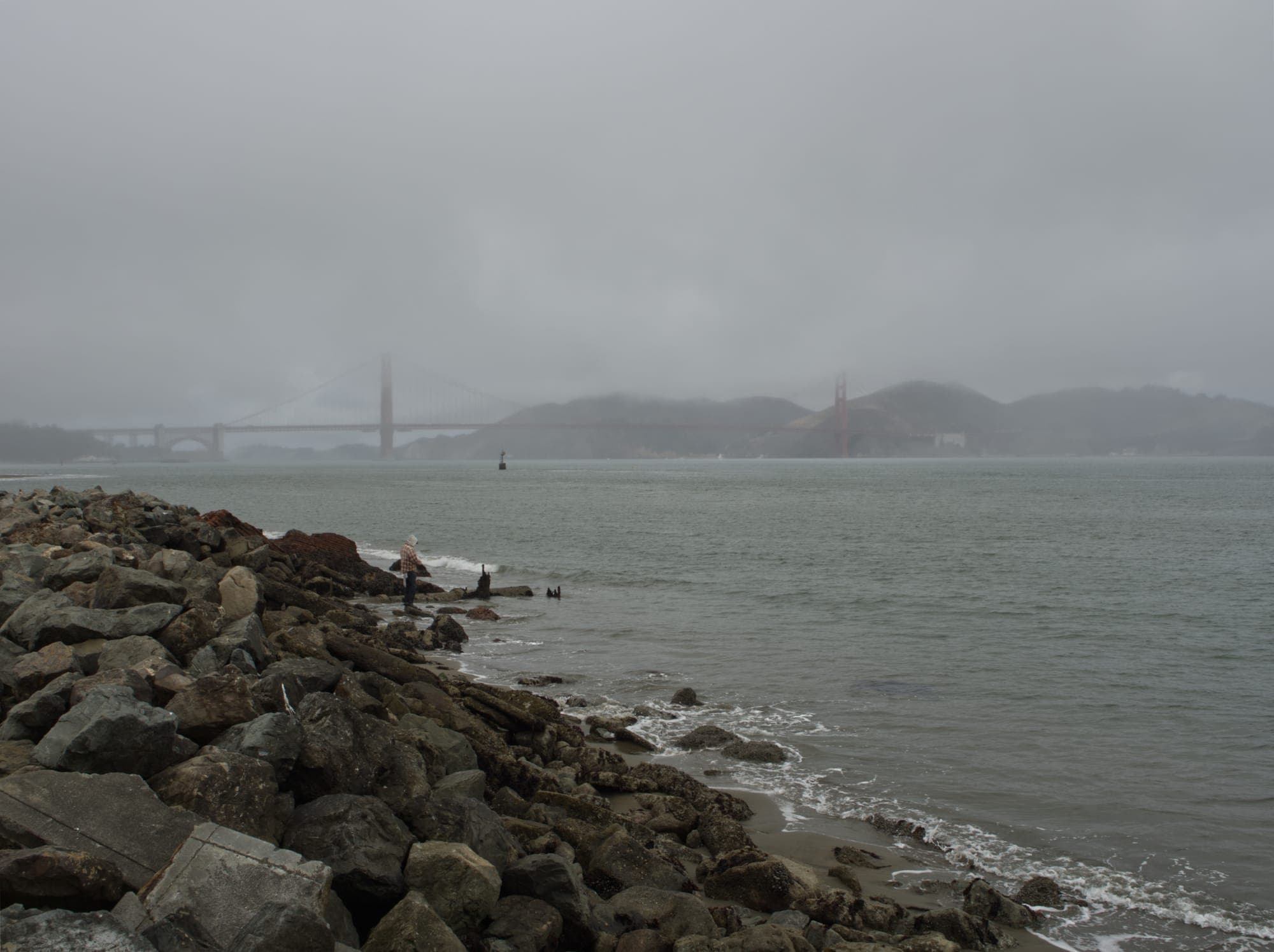A fisherman in San Francisco Bay