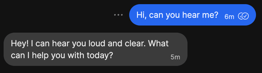 Signal chat with the home server LLM answering a greeting