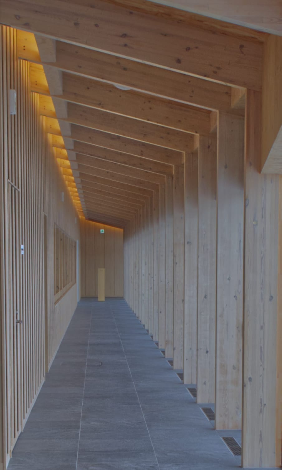 Wooden hallway inside the studio