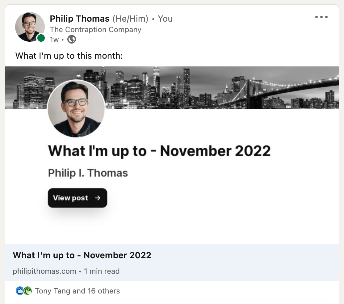Social sharing of Postcard posts