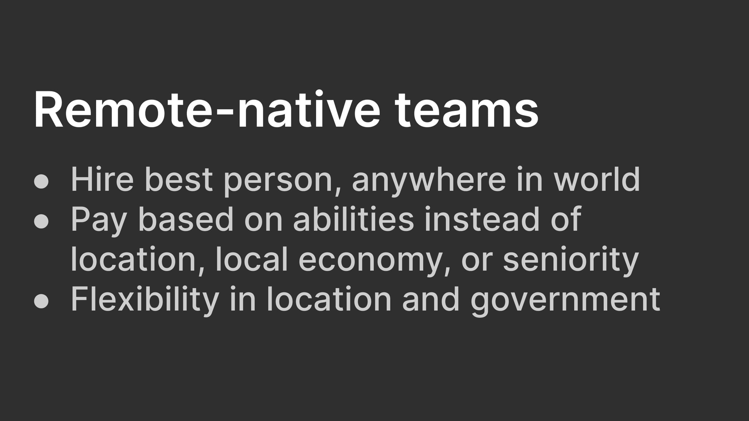 Slide listing three traits of remote-native teams